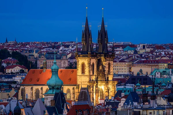 Церковь Пресвятой Богородицы Праге Голубой Час — стоковое фото