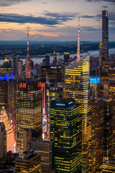 New York Usa Agosto 2022 Quartier Generale Manhattan Durante Tramonto — Foto Stock