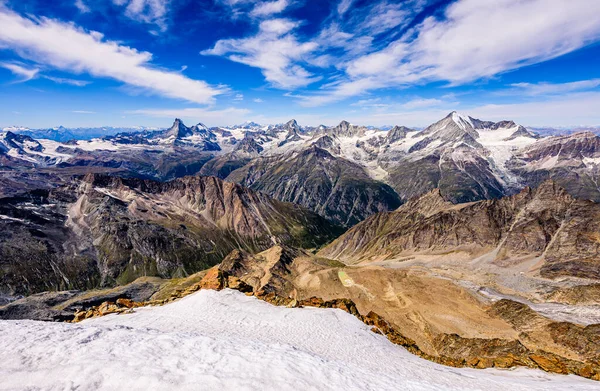 Alpint Landskap Wallis Alps Sveits Fra Alphubel Toppmøtet – stockfoto