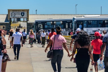 Cape Town, Güney Afrika, Ocak 2021 - UNESCO Dünya Mirası Bölgesi Masa Koyu 'ndaki Robben Adası Maksimum Güvenlikli Cezaevi.