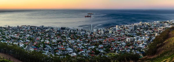 Atardecer Naranja Sobre Punto Del Mar Ciudad Del Cabo Sudáfrica — Foto de Stock