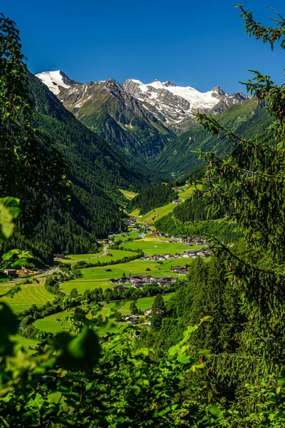 Unterbergtal Κοιλάδα Zuckerhutl Βουνό Και Παγετώνας Sulzenau Απόσταση Στην Αυστριακή — Φωτογραφία Αρχείου