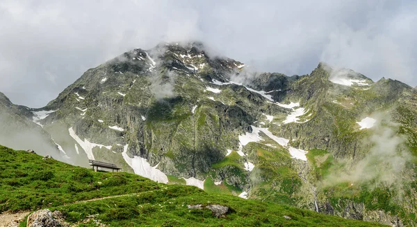 Bench Habicht Mountain 3277M Stubai Alps Austria — Stock Photo, Image