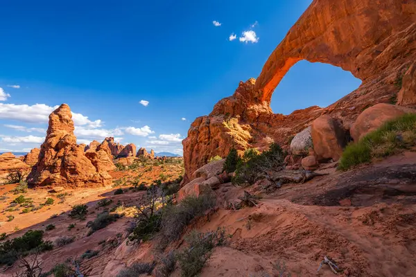 Utah Moab Yakınlarındaki Arches Ulusal Parkı Nın Kuzey Güney Bölümü Stok Fotoğraf