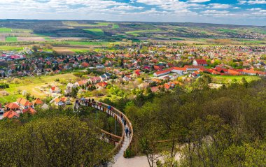 The Lombkorona viewpoint in the UNESCO world heritage site Benedictine monastery Pannonhalma Archabbey in Hungary in early spring. clipart