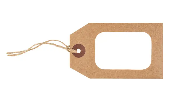 Brown Paper Tag Blank Space Text Isolated White Background — стокове фото