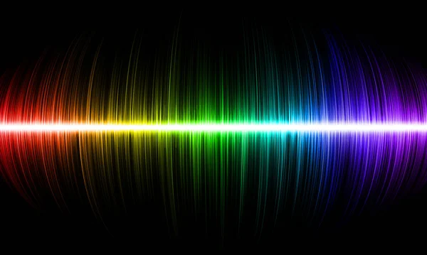 Volume multicolored rainbow sound wave on black background