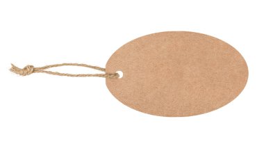 Oval el işi kağıt etiketi beyaz arkaplanda izole edildi