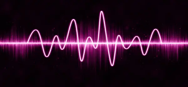 Soyut siyah arkaplanda Magenta mor ses dalgası