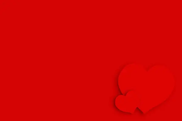 Два Серця Червоному Мінімальному Тлі Концепція Дня Святого Валентина — стокове фото
