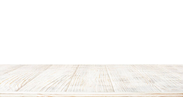 Mesa Madera Blanca Aislada Sobre Fondo Blanco — Foto de Stock