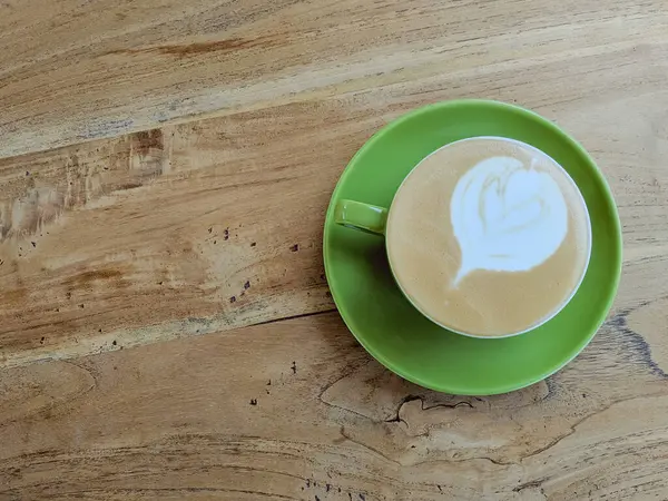 Kopje Cappuccino Koffie Houten Tafel Favoriete Kopje Koffie Concept — Stockfoto