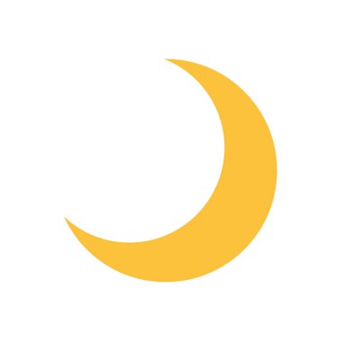 beyaz arkaplanda izole edilmiş turuncu hilal basit şekiller, geometrik hilal ikonu, 2d şekil sembolü hilal, sanat geometrik hilal şekli çocuklar için