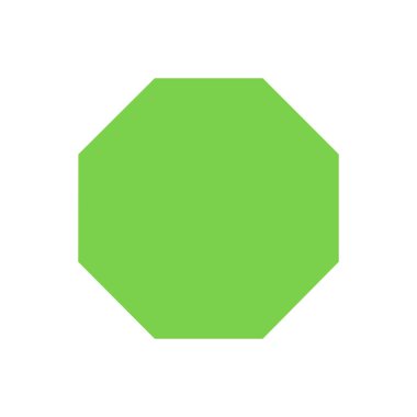 yeşil sekizgen temel şekiller beyaz arkaplanda izole edilmiş, geometrik sekizgen simgesi, 2d şekil sekizgen, klipsli sanat geometrik sekizgen şekli çocuklar için