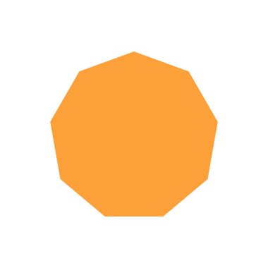 beyaz arkaplanda izole edilmiş turuncu non-agon basit şekiller, geometrik nonagon simgesi, 2d şekil sembolü nonagon, klips sanat geometrik non-agon şekli çocuklar için öğrenme