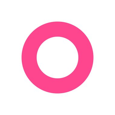 Pembe halka temel şekiller beyaz arkaplanda izole edilmiş, geometrik halka ikonu, 2d şekil sembolü halka, öğrenen çocuklar için klipsli sanat geometrik halka şekli