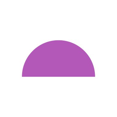 mor yarıçember temel 2 boyutlu şekiller izole edilmiş, geometrik yarı daire simgesi, 2 boyutlu sembol yarım daire, çocukların öğrenmesi için sanat geometrik yarı daire şekli