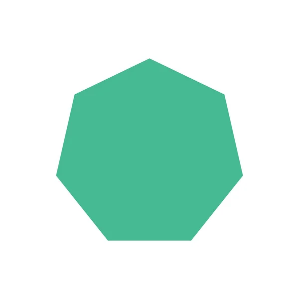 yeşil heptagon temel şekiller beyaz arka planda izole, geometrik hepgon ikonu, 2d şekil heptagon, klipsli sanat geometrik heptagon şekli öğrenen çocuklar için