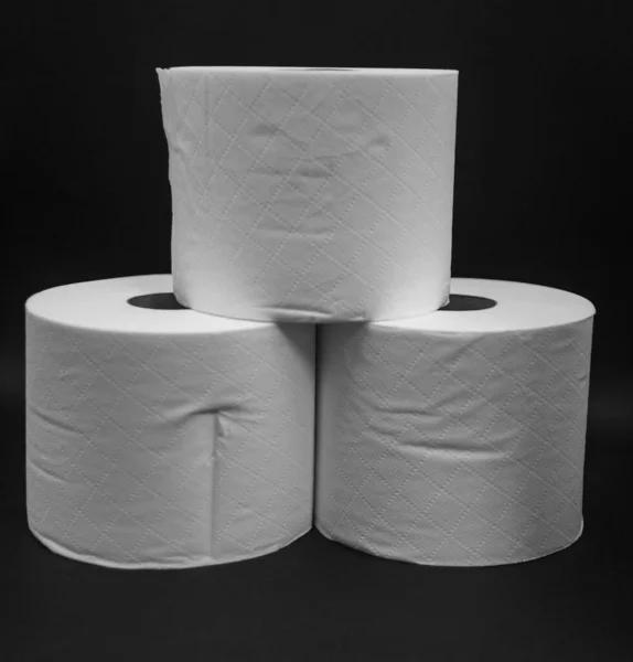 Rouleau Papier Toilette Sur Fond Noir — Photo