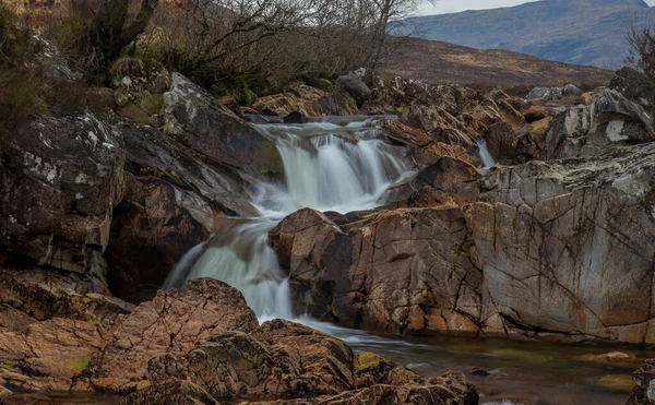 Iconic Scottish Mountain Buachaille Etive Mor Glen Etive Glencoe Waterfall — Stock Photo, Image
