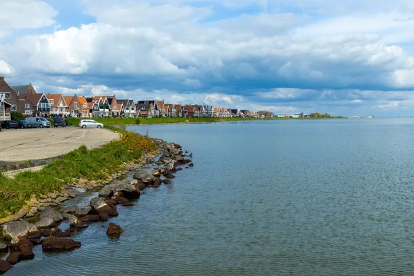 Pejzaż Morski Wsi Volderdam Holandii Holenderski Krajobraz Nadmorska Wioska Pięknym — Zdjęcie stockowe