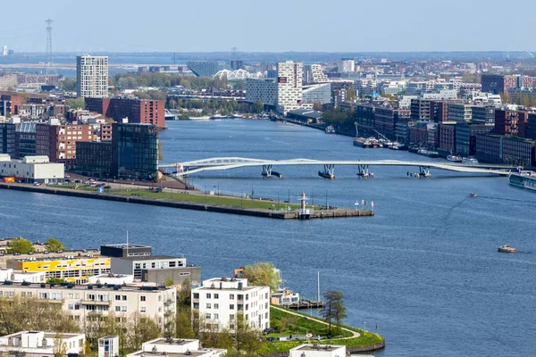Вид Через Водный Путь Амстердамский Канал Морским Транспортом Танкеров Кораблей — стоковое фото