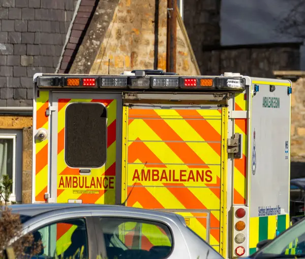 Rear View Scottish Ambulance Street Stock Image