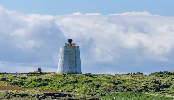 stock image Foghorn on the Isle of May to warn marine traffic of dangerous rocks on the cliffs