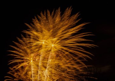 Fireworks exploding in a dark sky on Guy Fawkes night clipart