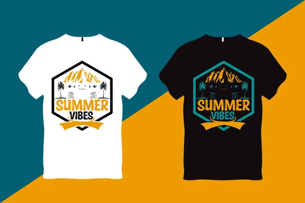 Summer Vibes Summer Quote Typography Shirt Design — 스톡 벡터