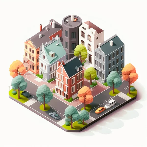 isometric house with shadow on turquoise white background