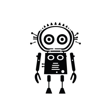 El çizimi mutlu çizgi film çocuksu robotlar vektör çizimi