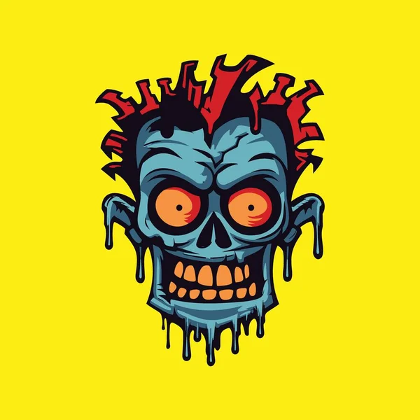 Cabeza Zombi Muerto Viviente Dibujo Ilustración Vector Tema Scary Zombie — Vector de stock