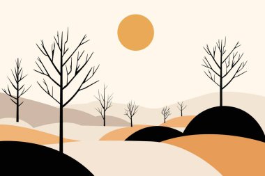 Arkaplanda büyük dağlar ve güneş olan manzara