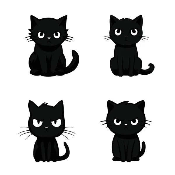 Beyaz arka planda siyah kedi silueti Kedicik Vektör illüstrasyonu