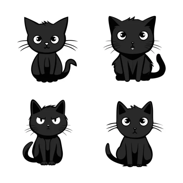 Beyaz arka planda siyah kedi silueti Kedicik Vektör illüstrasyonu