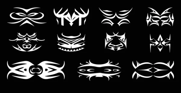 Siyah gotik kabile sembolünün beyaz çizimi siyah arkaplan tasarımı