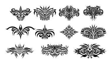 Afrika kabile maskesi ritüeli etnik maskeler baskı ve dövme için doğal süsleme vektörü