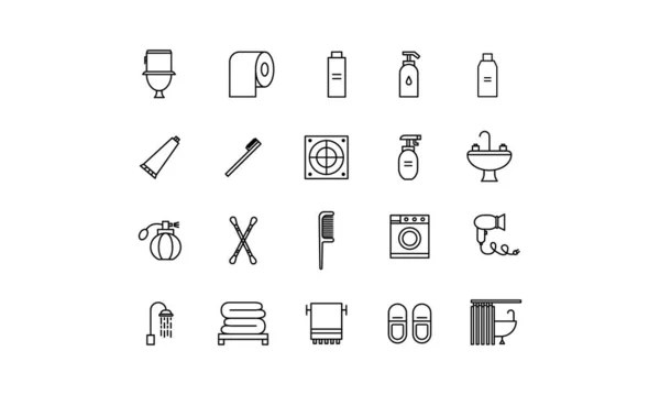 Set Von Vektorsymbolen Alles Für Die Badewanne Und Bad Accessoires — Stockvektor