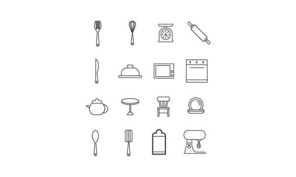 Ensemble Icônes Vectorielles Cuisine Maison — Image vectorielle