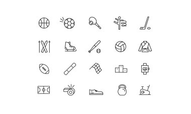 Farklı sporlar için vektör simgeleri kümesi