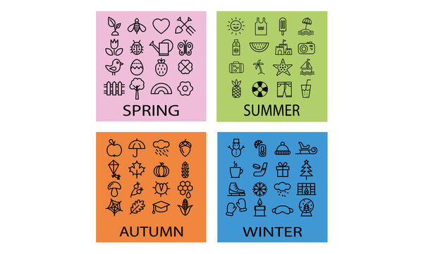 Set of vector icons seasons