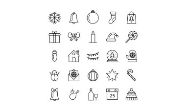 Yeni Yıl vektör simgesi kümesi