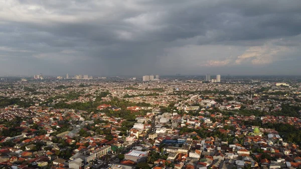 Aerial View City Cloudy Afternoon — Foto de Stock