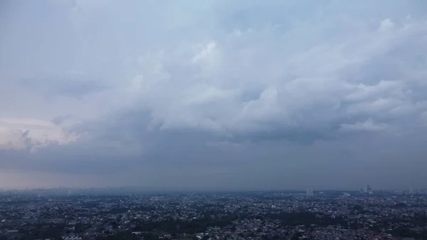 Pemandangan Udara Kota Langit Musim Hujan — Stok Foto