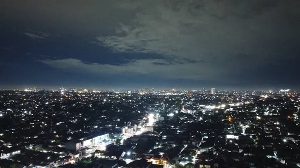 Widok Lotu Ptaka Miasto Nocą — Zdjęcie stockowe