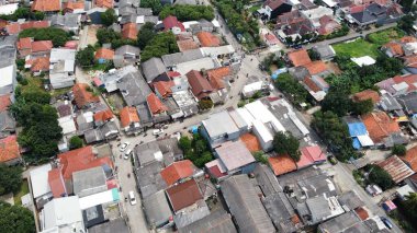 Endonezya 'daki eski şehrin havadan görünüşü