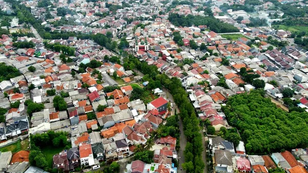 Vista Aerea Una Città Indonesia — Foto Stock