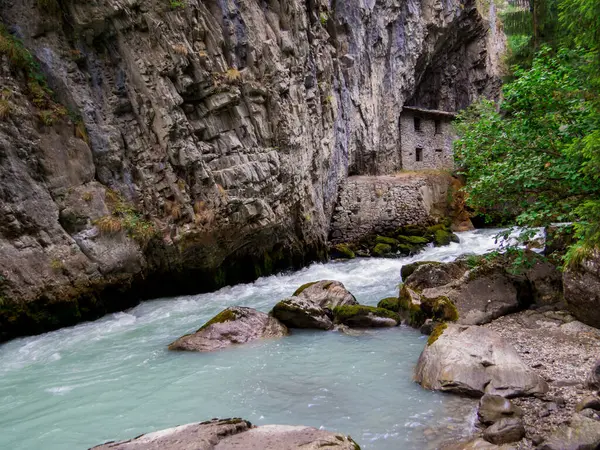 stock image View of the Dorea Baltea River in Pre-Saint-Didier, Aosta Valley, north Italy