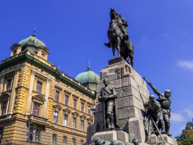 Polonya 'nın Krakow kentindeki Grunwald Anıtı' nın Plac Jana Matejki 'deki görüntüsü (İngilizce: Jan Matejko Meydanı)